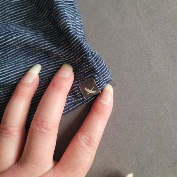 Eddie Bauer Shirt Mens L Blue Striped Outdoor Cotton Polo Golf Hiking Comfort - Picture 7 of 11